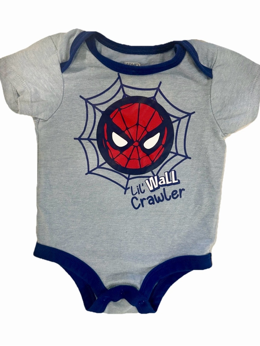 Marvel Light Blue Baby Onesie with Navy Trim